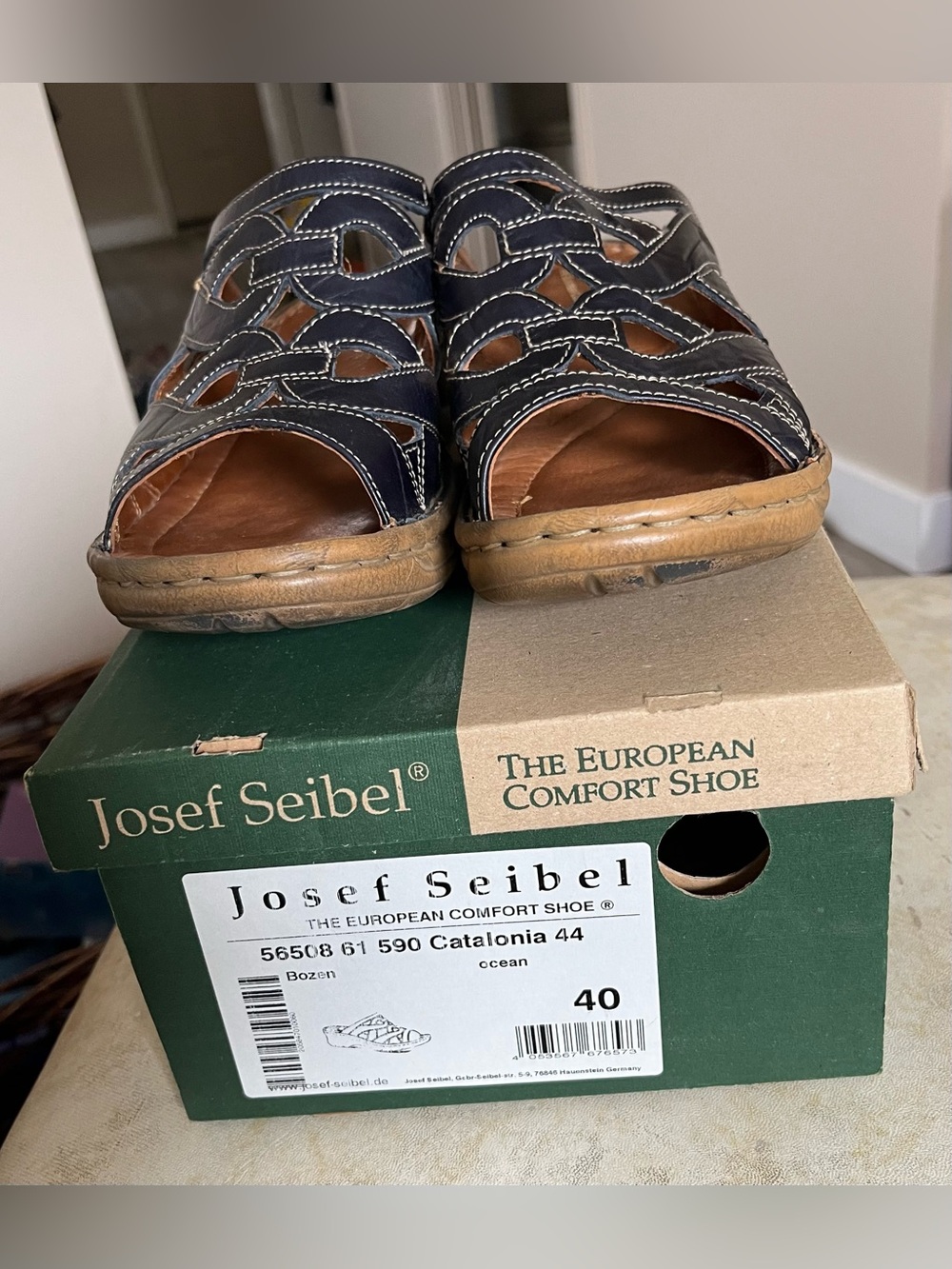 Josef Seibel Women’s Navy Leather Comfort Sandals